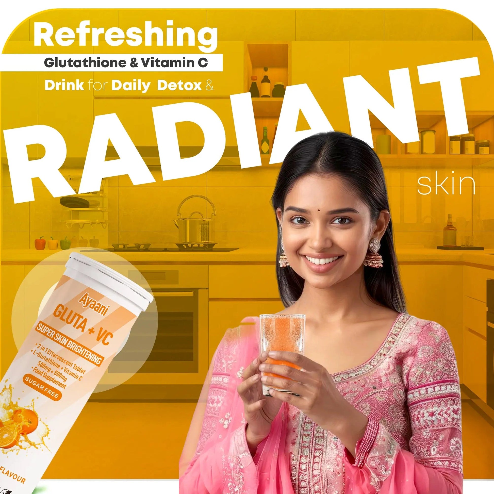 Vegan Glutathione and Vitamin C Tablets Neutralise Free Radicals, Support Collagen and Detox