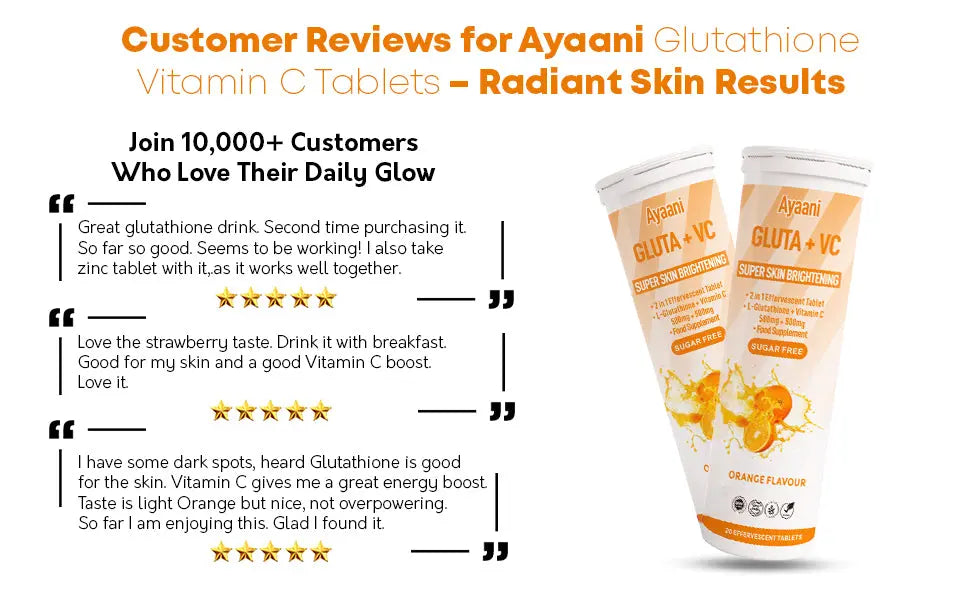 Customer Reviews for Ayaani Glutathione + Vitamin C Tablets for Radiant Skin and Energy Boost