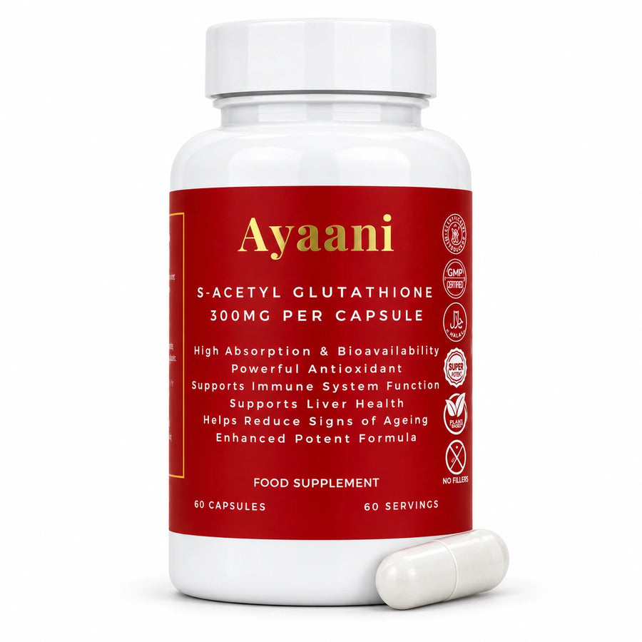 S-Acetyl Glutathione 300mg Supplement | 60 Vegan Capsules | Ayaani UK