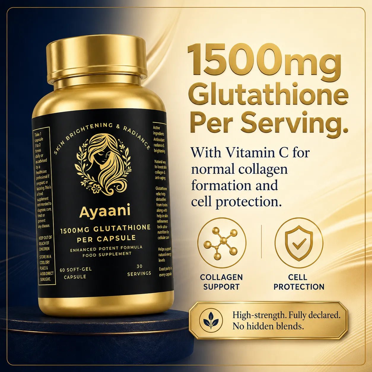 Glutathione Skin Health 1500mg Softgels | High-Strength