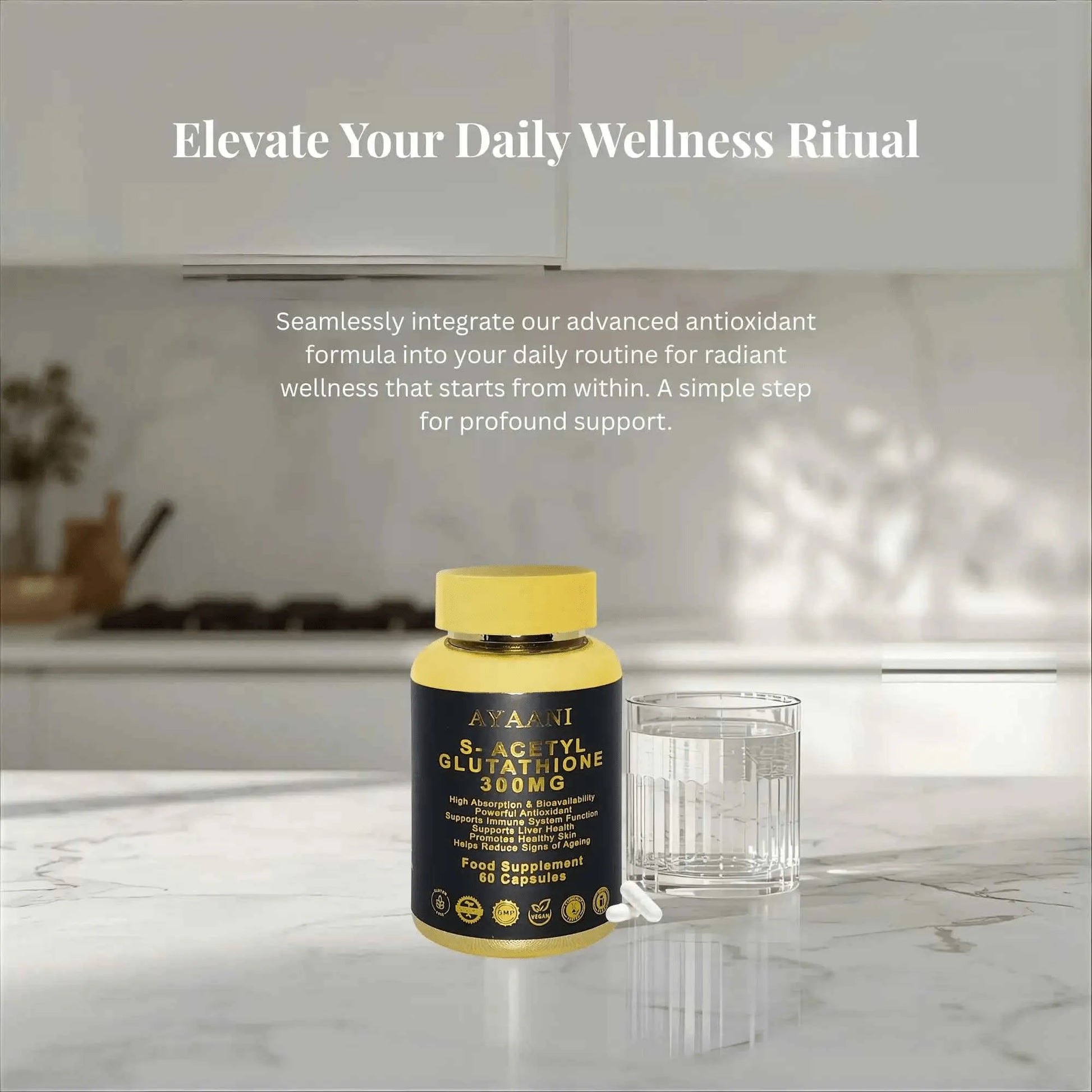 S-Acetyl Glutathione 300mg | High-Absorption Vegan Capsules | Ayaani