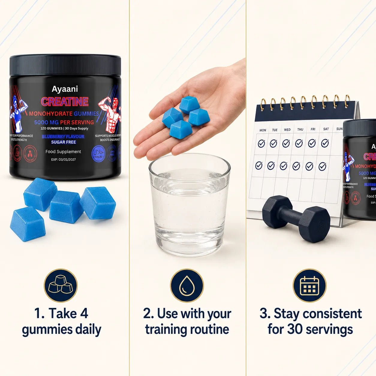 Creatine Gummies 5000mg | Sugar-Free Vegan with Alpha-GPC | Ayaani UK