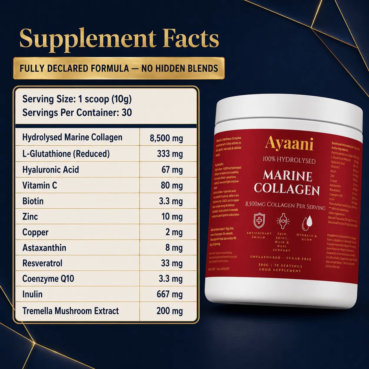 Marine Collagen Complex 8,500mg | Skin, Hair, Nails & Joints | Ayaani UK