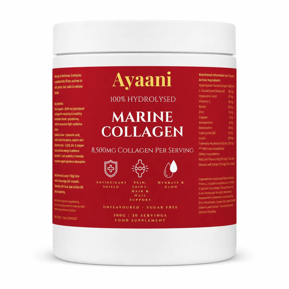 Marine Collagen Complex 8,500mg | Skin, Hair, Nails & Joints | Ayaani UK