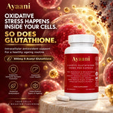Ayaani S-Acetyl Glutathione cellular antioxidant and healthy ageing support infographic