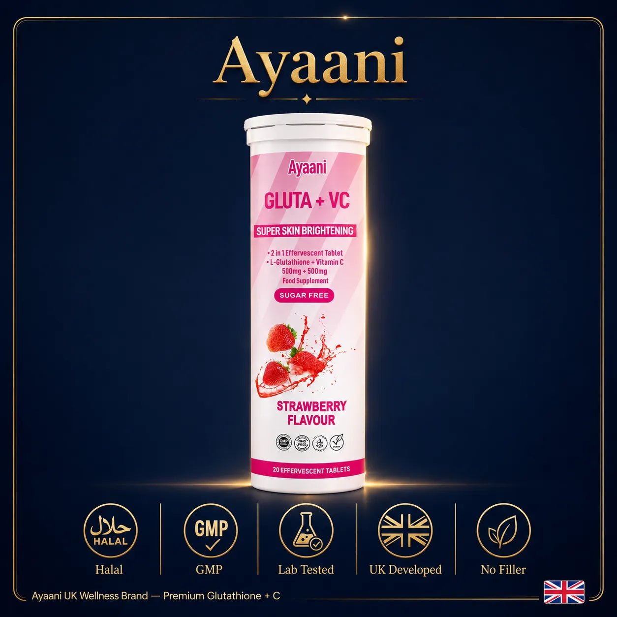 Glutathione and Vitamin C Skin Glow Effervescent | Strawberry Flavour