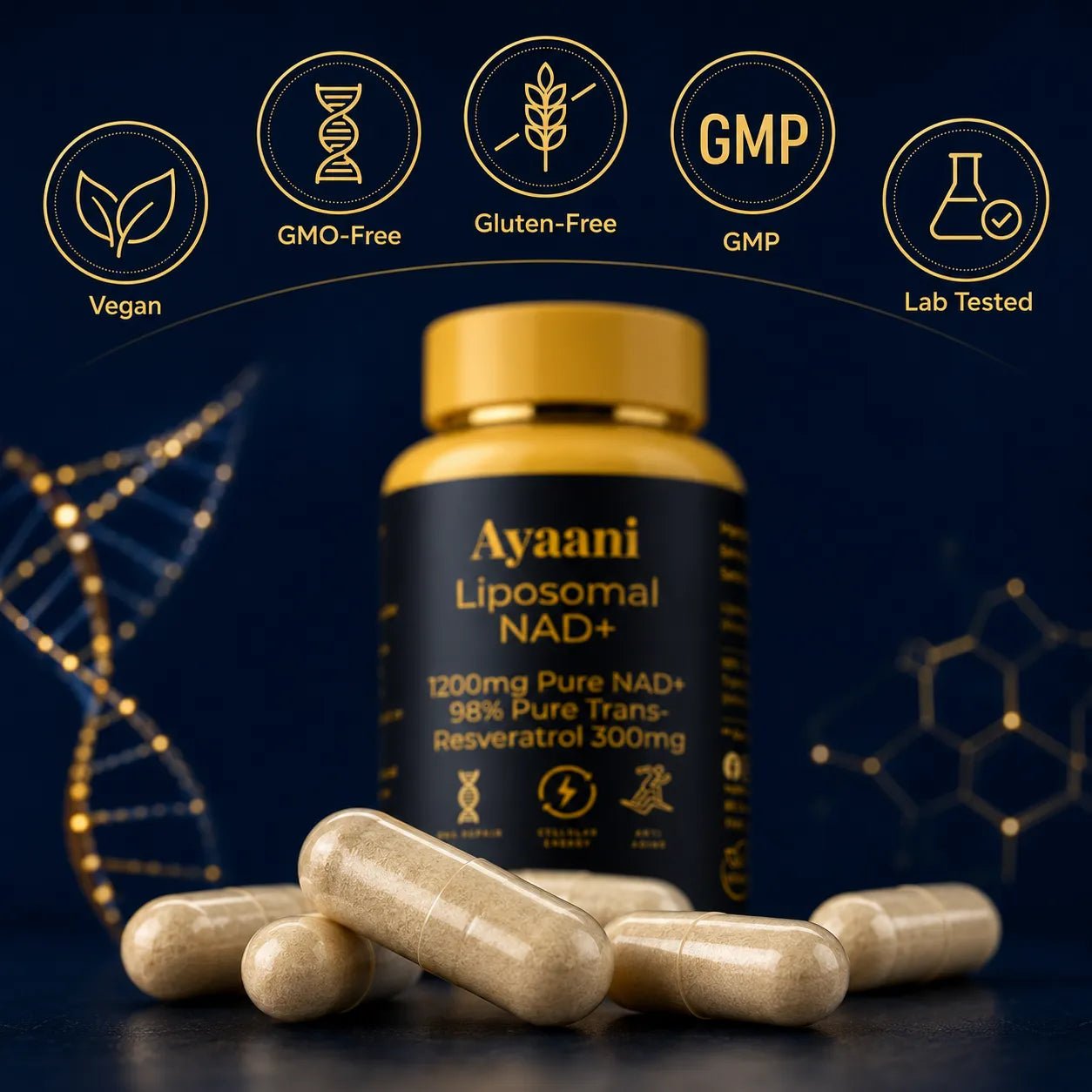 NAD+ 1200mg Liposomal with Resveratrol 300mg | Cellular Energy Support