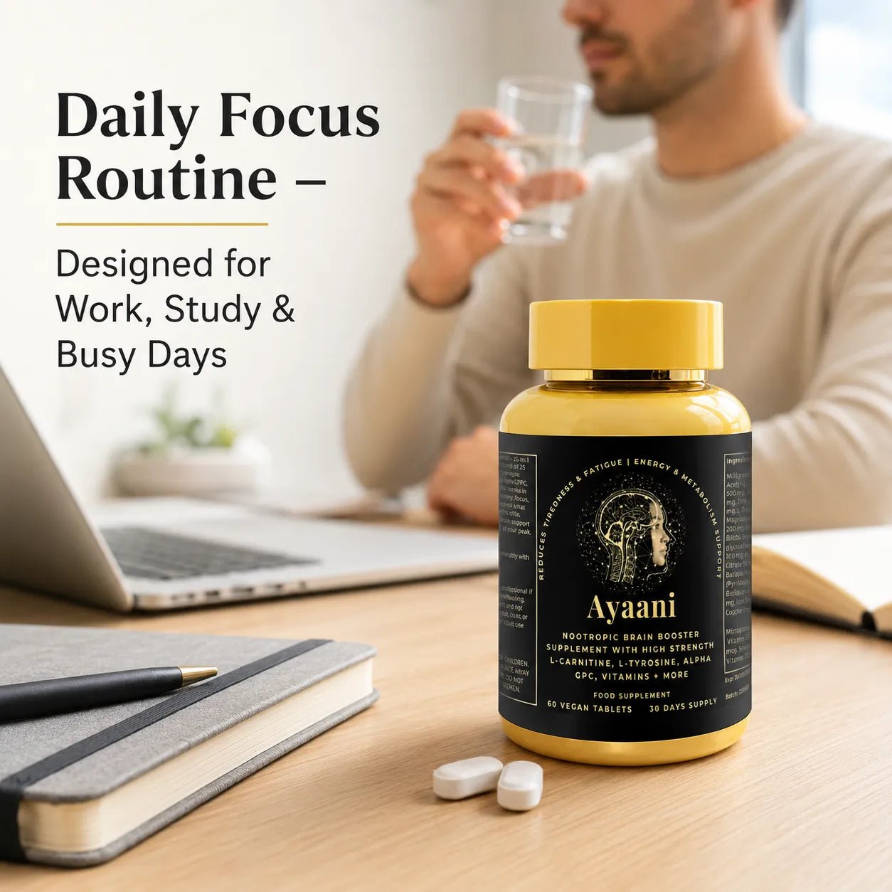 Focus Nootropic Brain Cognitive Support Formula | 25-Ingredient Blend