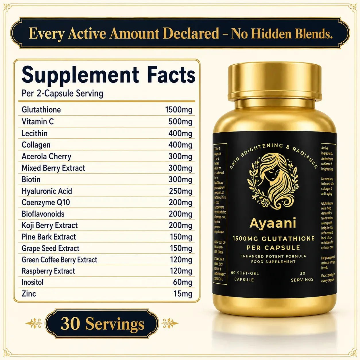 Glutathione Skin Health 1500mg Softgels | High-Strength