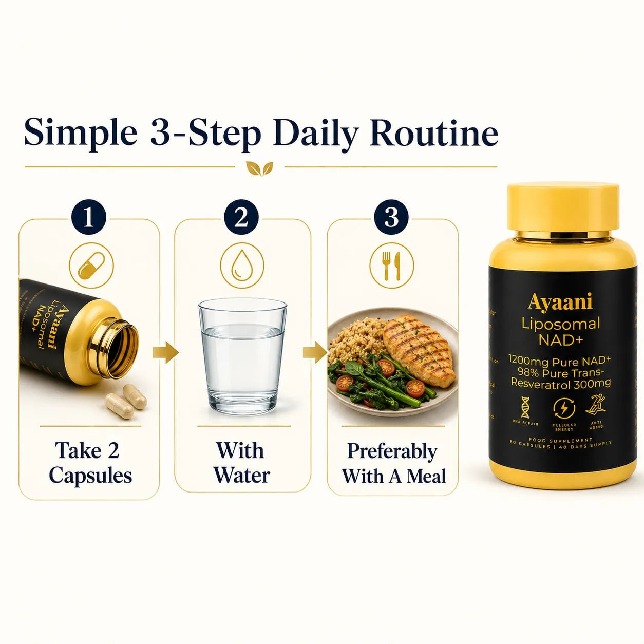 NAD+ 1200mg Liposomal with Resveratrol 300mg | Cellular Energy Support
