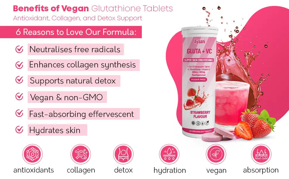 Before and after results showing improved skin tone with consistent use of strawberry glutathione vitamin C supplement.