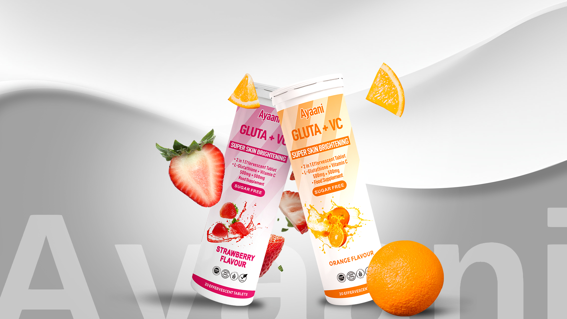 Two of the best sellers of Ayaani Glutathione & Vitamin C - Orange and Strawberry Flavours1621243260e1af0c20-2