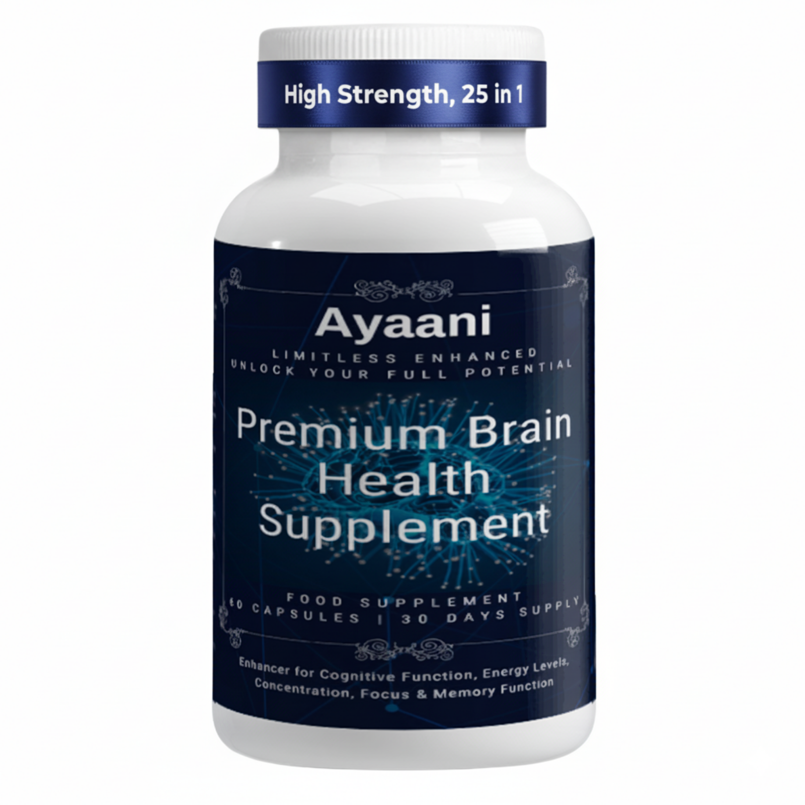 AYAANI Brain Focus Nootropic – 60 Vegan Capsules | 25-Ingredient Blend Ayaani