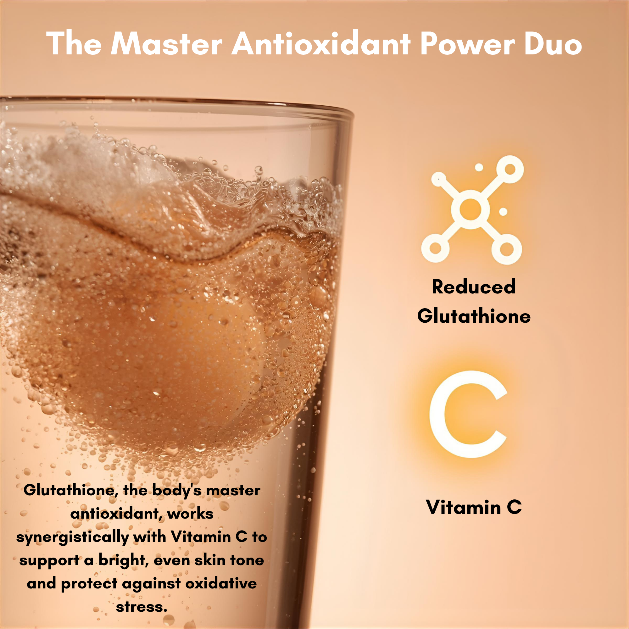 Ayaani Glutathione Glow+ 1200 mg – Peach Flavour Effervescent Beauty Tablets with Vitamin C, Hyaluronic Acid & Alpha‑Lipoic Acid – Skin Care, Hydration & Immune Support – 20 Tablets - Ayaani