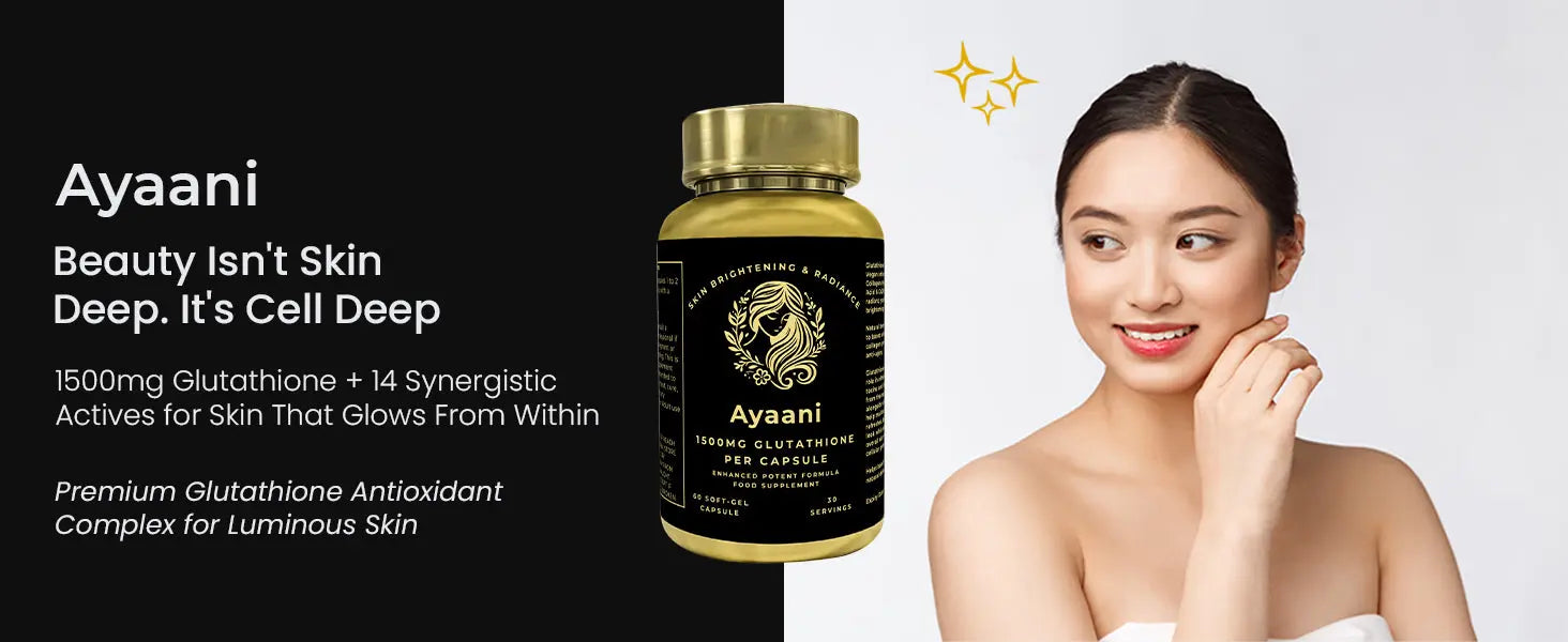 Ayaani Glutathione formula with lecithin for enhanced absorption and improved effectiveness.