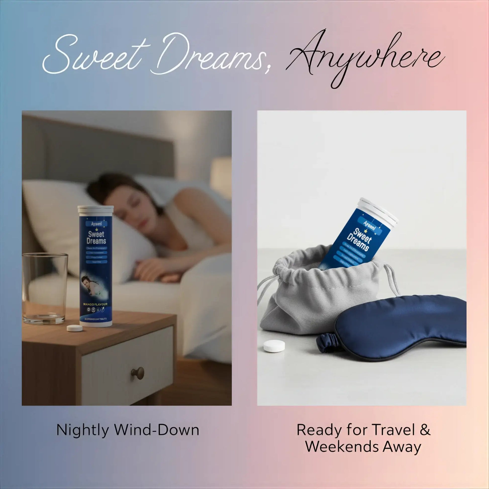 AYAANI Night-Time Relaxation Effervescent Tablets – Mango, Vegan Ayaani