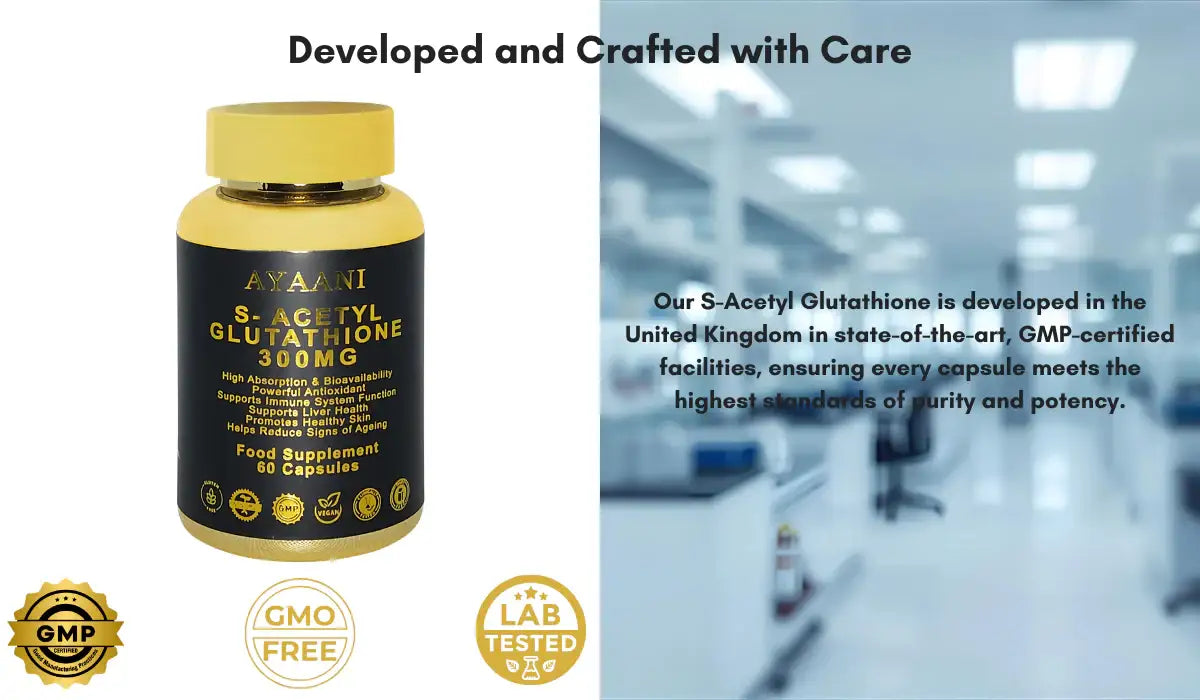 S-Acetyl Glutathione 300mg – 60 Vegan Capsules | High-Absorption | UK Developed Ayaani