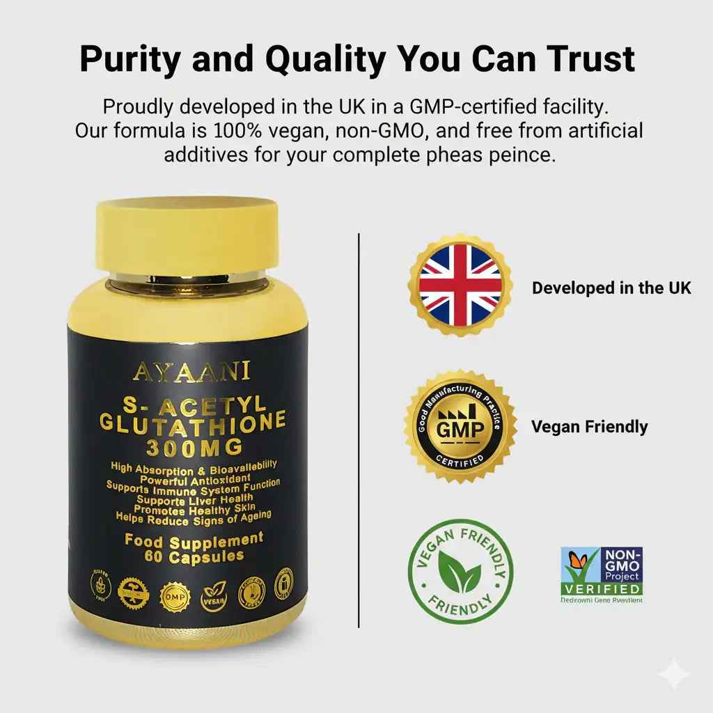 S-Acetyl Glutathione 300mg – 60 Vegan Capsules | High-Absorption | UK Developed