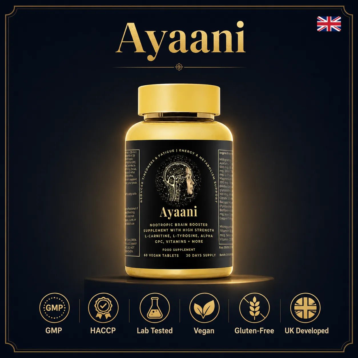 Focus Nootropic Brain Cognitive Support Formula | 25-Ingredient Blend