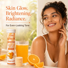 Ayaani Orange glutathione beauty drink lifestyle image highlighting skin glow, brightening, radiance and even-looking tone