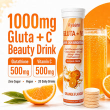 Ayaani Orange effervescent beauty drink with 500mg glutathione and 500mg vitamin C, zero sugar, vegan, 20 daily drinks