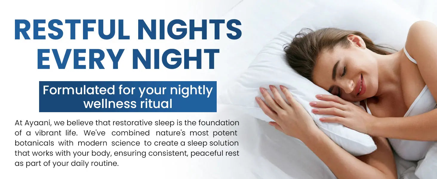Ayaani Sweet Dreams sleep aid effervescent tablets for nightly wellness and restorative sleep every night.