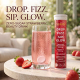Ayaani Strawberry effervescent beauty drink dissolving in water