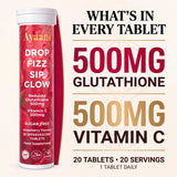 Ayaani Strawberry effervescent tablets with 500mg glutathione and 500mg vitamin C per tablet