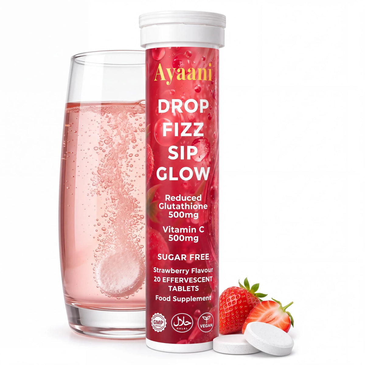 glutathione effervescent tablet sugar free malaysia + Vitamin C Tablets | Strawberry serum for smoother skin