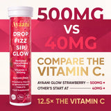 Ayaani Strawberry Glutathione and Vitamin C formula comparison graphic