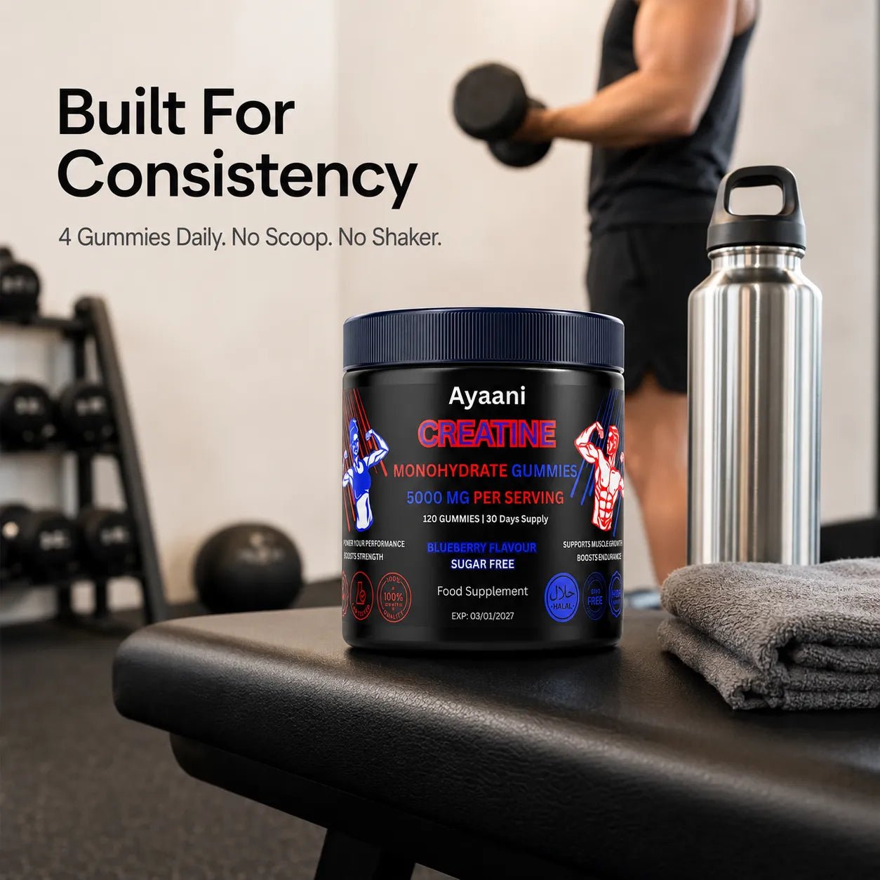 Creatine Gummies 5000mg | Sugar-Free Vegan with Alpha-GPC | Ayaani UK