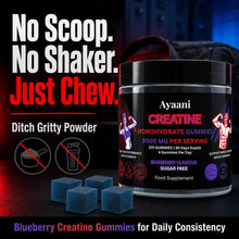 Creatine Gummies 5000mg serving with sugar-free vegan blueberry formula