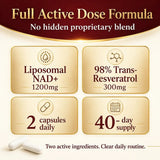 NAD+ and resveratrol supplement ingredient information image