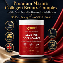 Ayaani collagen powder quality badges, UK developed and GMP certified