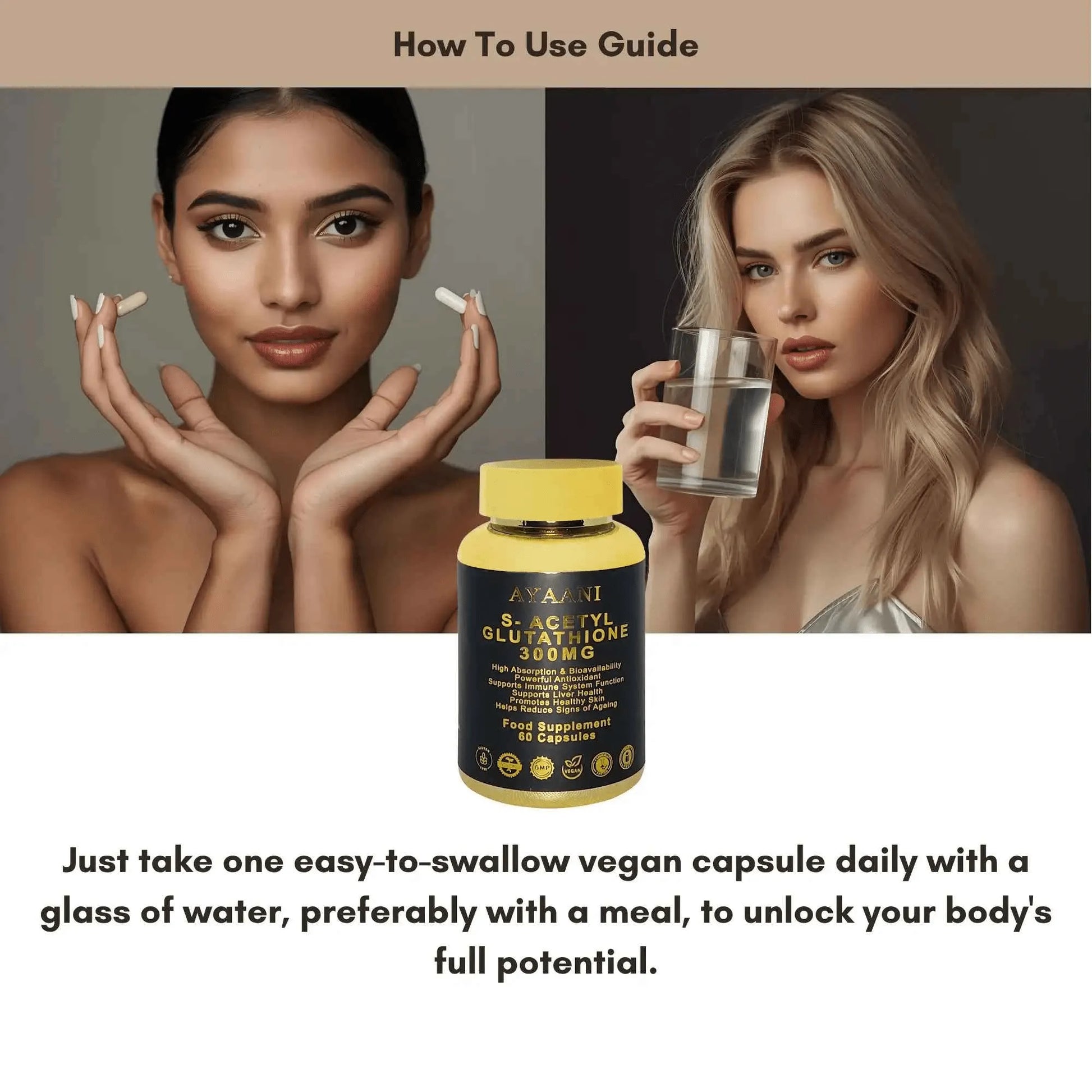 S-Acetyl Glutathione 300mg | High-Absorption Vegan Capsules | Ayaani