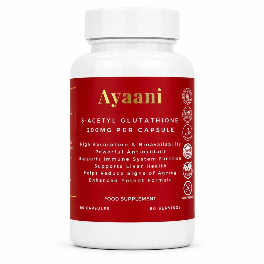 S-Acetyl Glutathione 300mg Supplement | 60 Vegan Capsules | Ayaani UK
