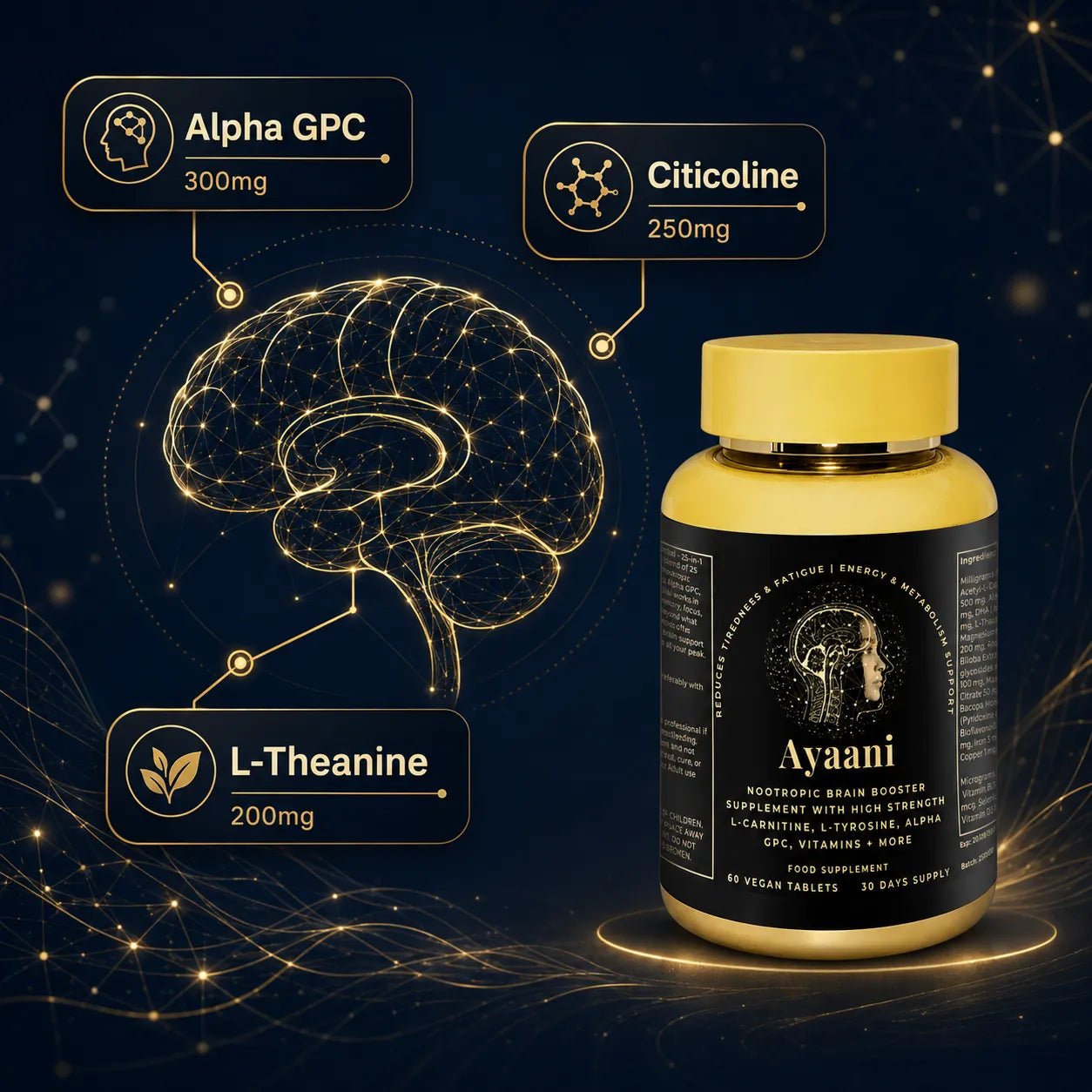 Focus Nootropic Brain Cognitive Support Formula | 25-Ingredient Blend