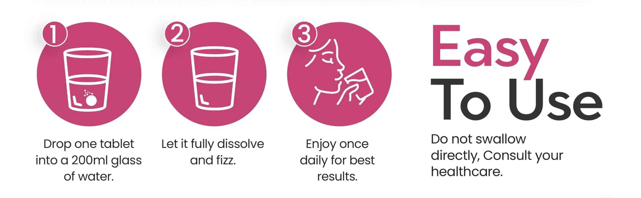 Skin Glow Tablets effervescent strawberry flavor with drink and strawberries - 20 tablets in a tube.