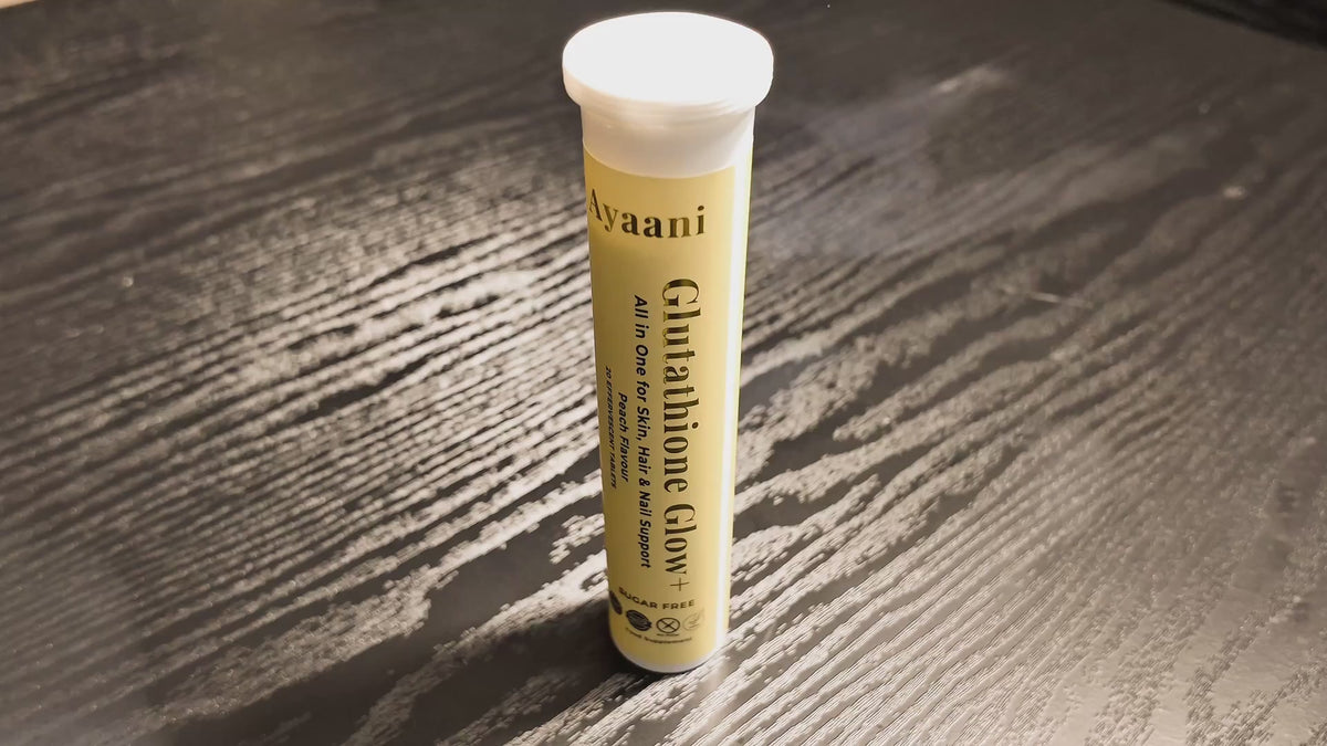 Ayaani Glow+ Peach 7-in-1 glutathione effervescent beauty drink product demonstration