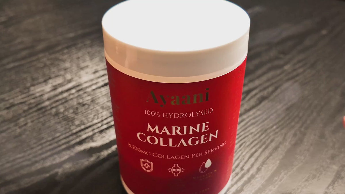 Ayaani Marine Collagen 8500mg powder product demonstration