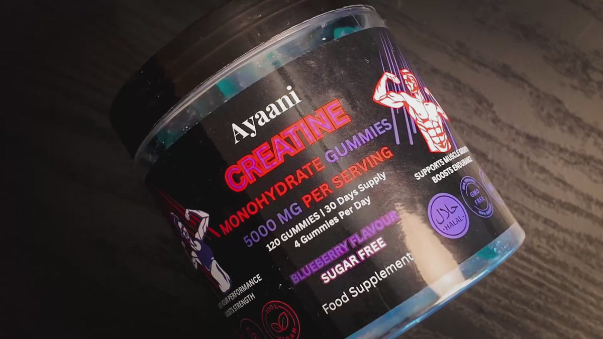 Ayaani Creatine Gummies 5000mg daily serving product demonstration